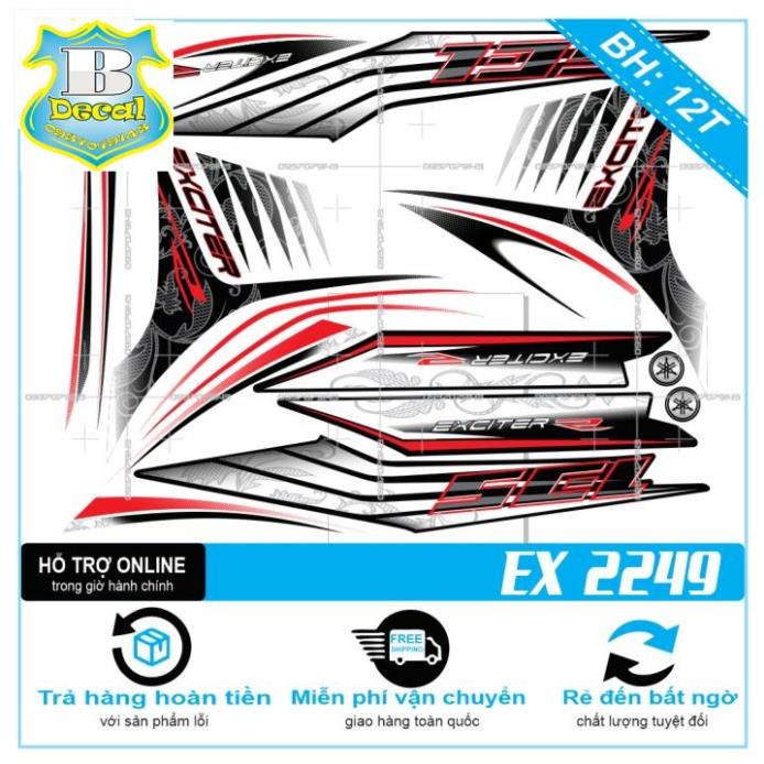 ( Quí khách vui lòng mang ra tiệm cho thợ dán ) Tem EX 2011 HOA VĂN TRẮNG ĐỎ [Bi Decal]