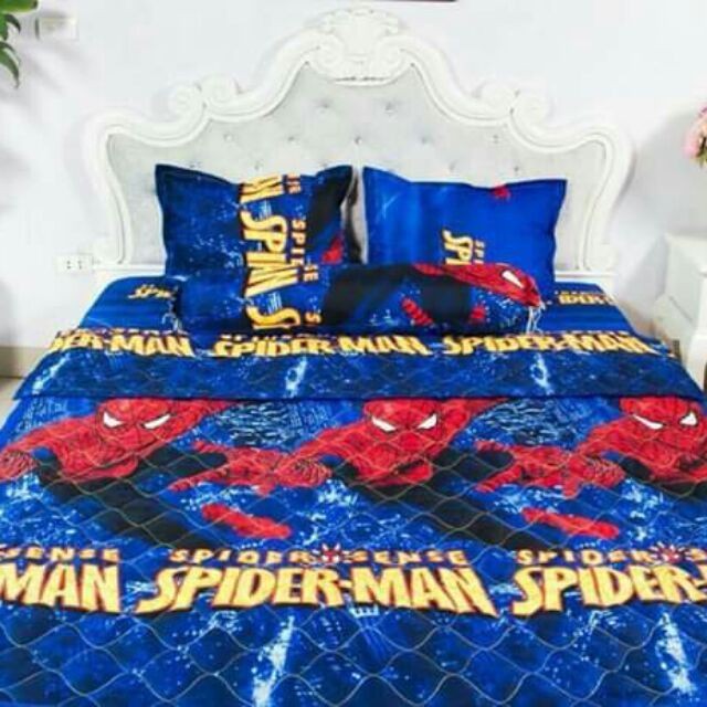 Bộ Ga Và 2 Vỏ Gối Cotton Poly Mẫu Spider Man (Người Nhện) Sense