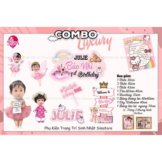 Combo hình chibi, bảng tên, cây welcome, cây số tuổi  trang trí sinh nhật bàn tiệc thiết kế  cho bé (Tặng kem khung ảnh)