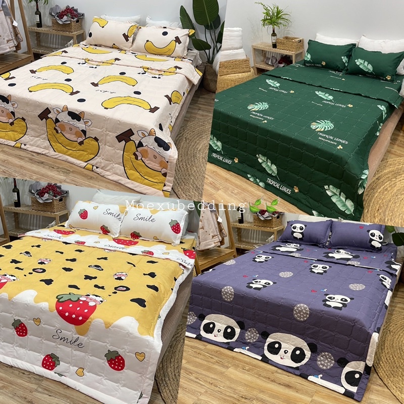 Chăn hè 3 lớp cotton đũi poly mềm mịn mát 1m9x2m1 hoạ tiết đáng yêu dùng cho mùa xuân hạ thu