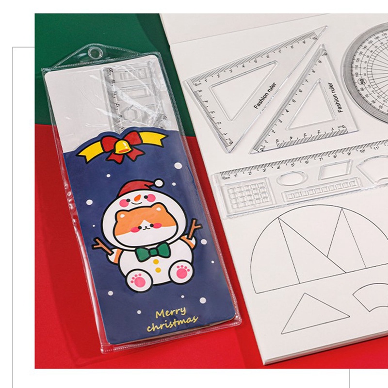 Set 4 Thước Kẻ Họa Tiết Hoạt Hình Giáng Sinh Dễ Thương Dùng Để Học Tập