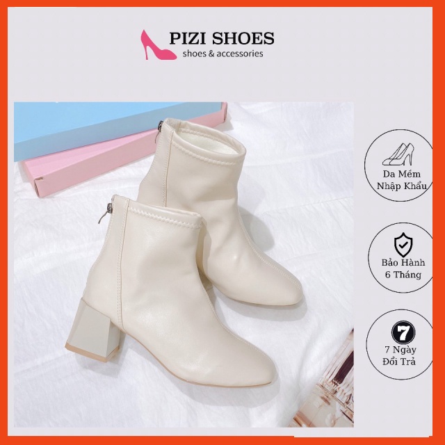 [Hàng chính hãng] Boot Da Thật Lót Lông Siêu Êm Mềm Gót Vuông 5cm VIP22 PIZI Pizi | BigBuy360 - bigbuy360.vn