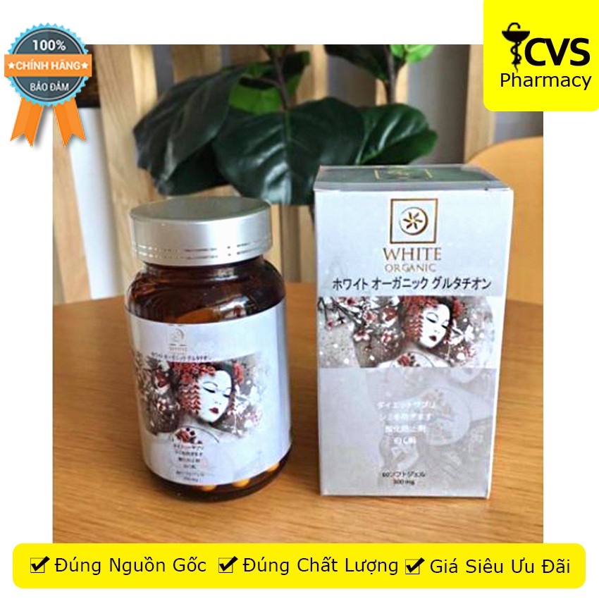 White Organic Glutathione – Viên uống trắng da, mờ vết nám, tàn nhang (Hộp 60 viên)