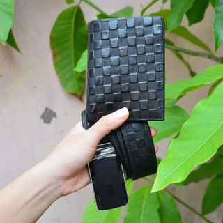 Combo dây nịt da và ví nam da bò thật