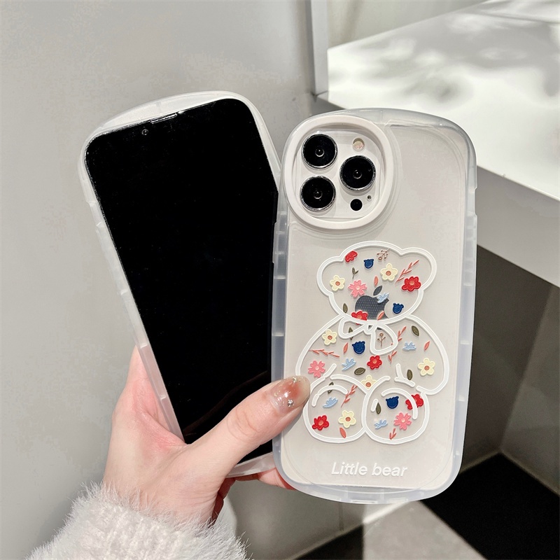 Ốp Điện Thoại Silicon Mềm Lỗ Tròn Màu Trơn Hình Gấu/Hoa Cho iPhone XS XR XMax 11 11pro 11 promax 12 12pro 12proMax 13 13Pro 13promax 2022