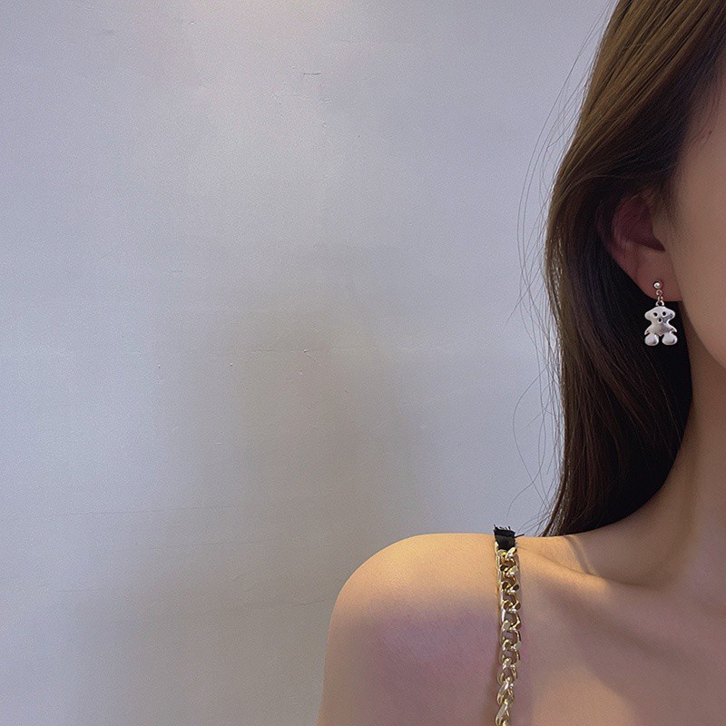 Khuyên Tai Hình Gấu Và Trái Tim Thời Trang Cho Nữ