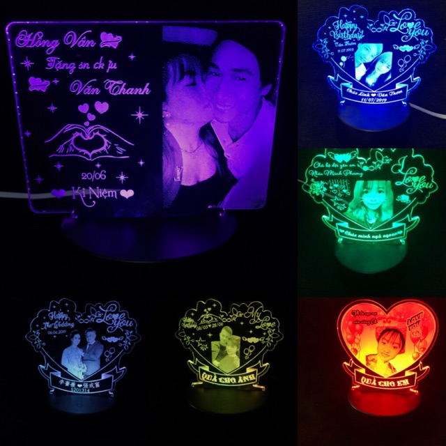 Đèn ngủ led 3d, quà tặng ~miễn phí khắc nội dung theo yêu cầu