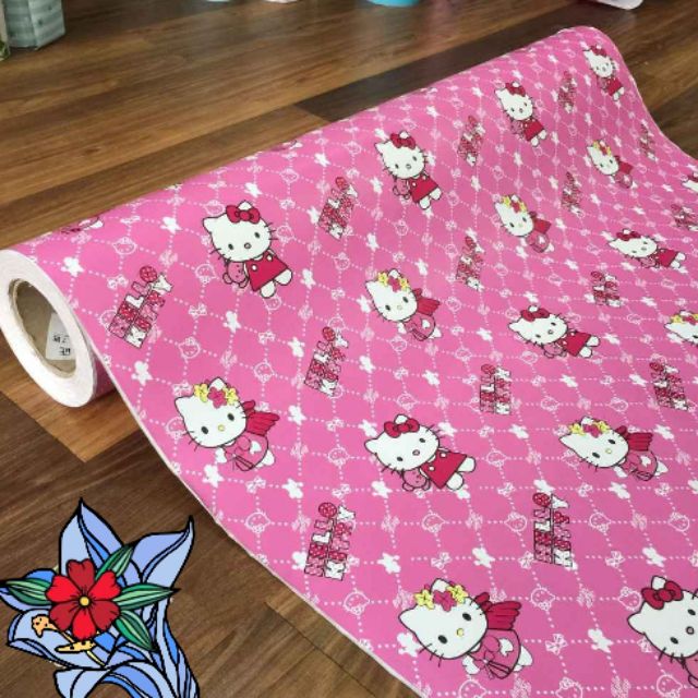 Giấy dán tường, decal dán tường Hello kitty. Cuộn 10m khổ 45cm