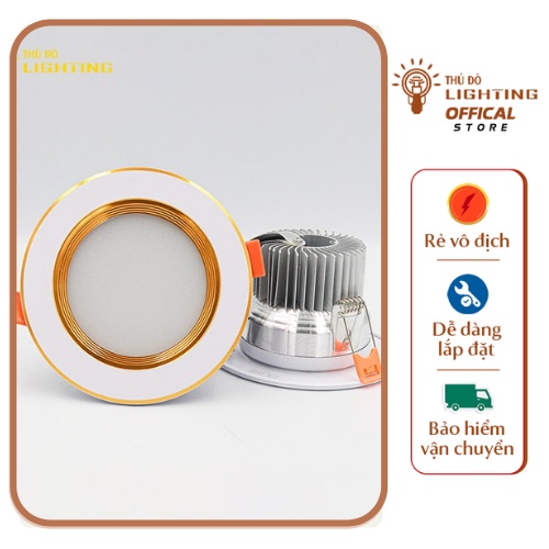 Đèn Âm Trần 7W 3 Chế Độ PHI 90 110 THỦ ĐÔ LIGHTING Viền Vàng Viền Trắng Chất Liệu Nhôm Sơn Tĩnh Điện