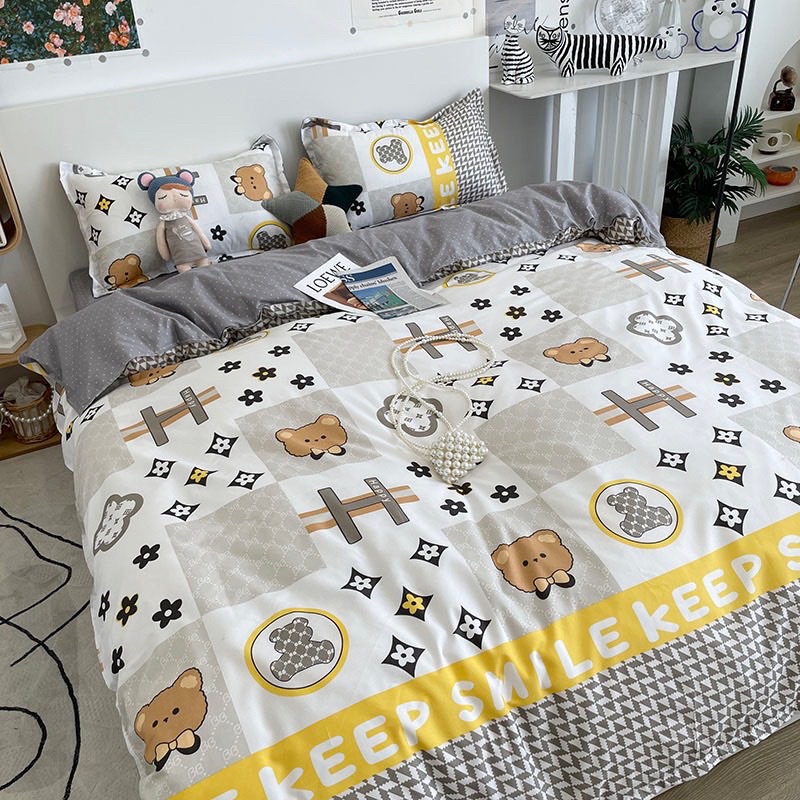 Chăn Ga Gối Đệm ❤️ cotton poly họa tiết kẻ đủ size đệm màu đen xám chăn ga gối hàn quốc nhập khẩu Mượt Decor