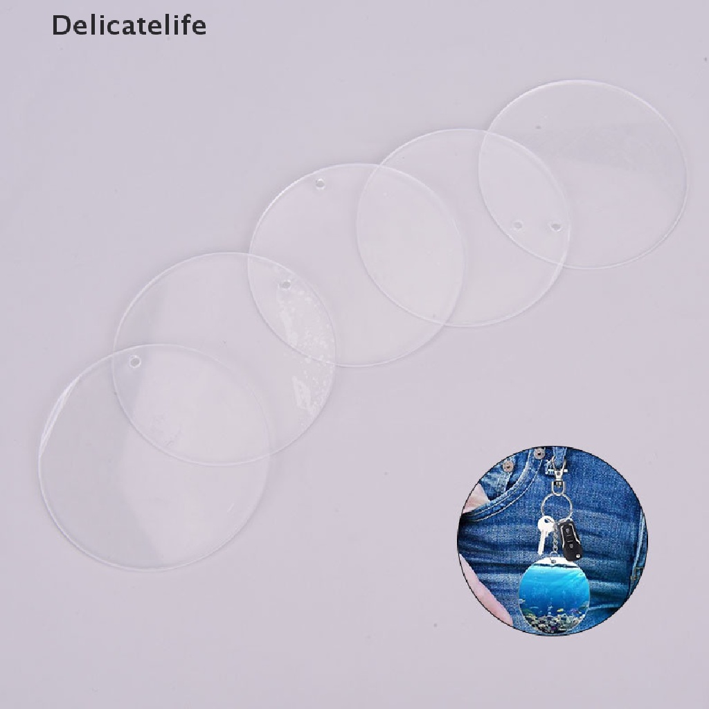 Set 10 mặt dây chuyền hình tròn bằng acrylic trong suốt DIY