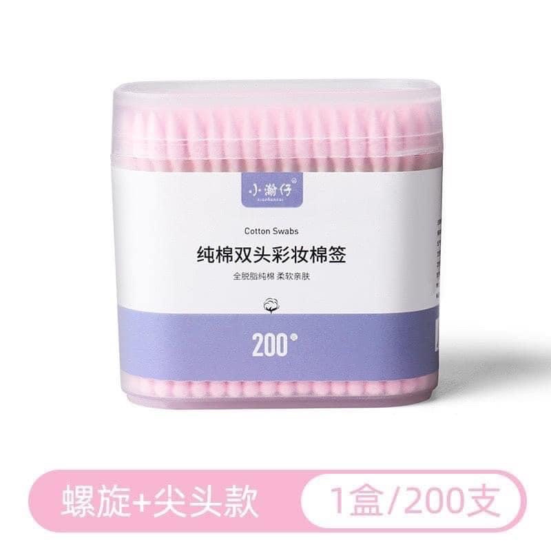 Hộp 200 Chiếc Tăm Bông Ngoáy Tai 2 Đầu