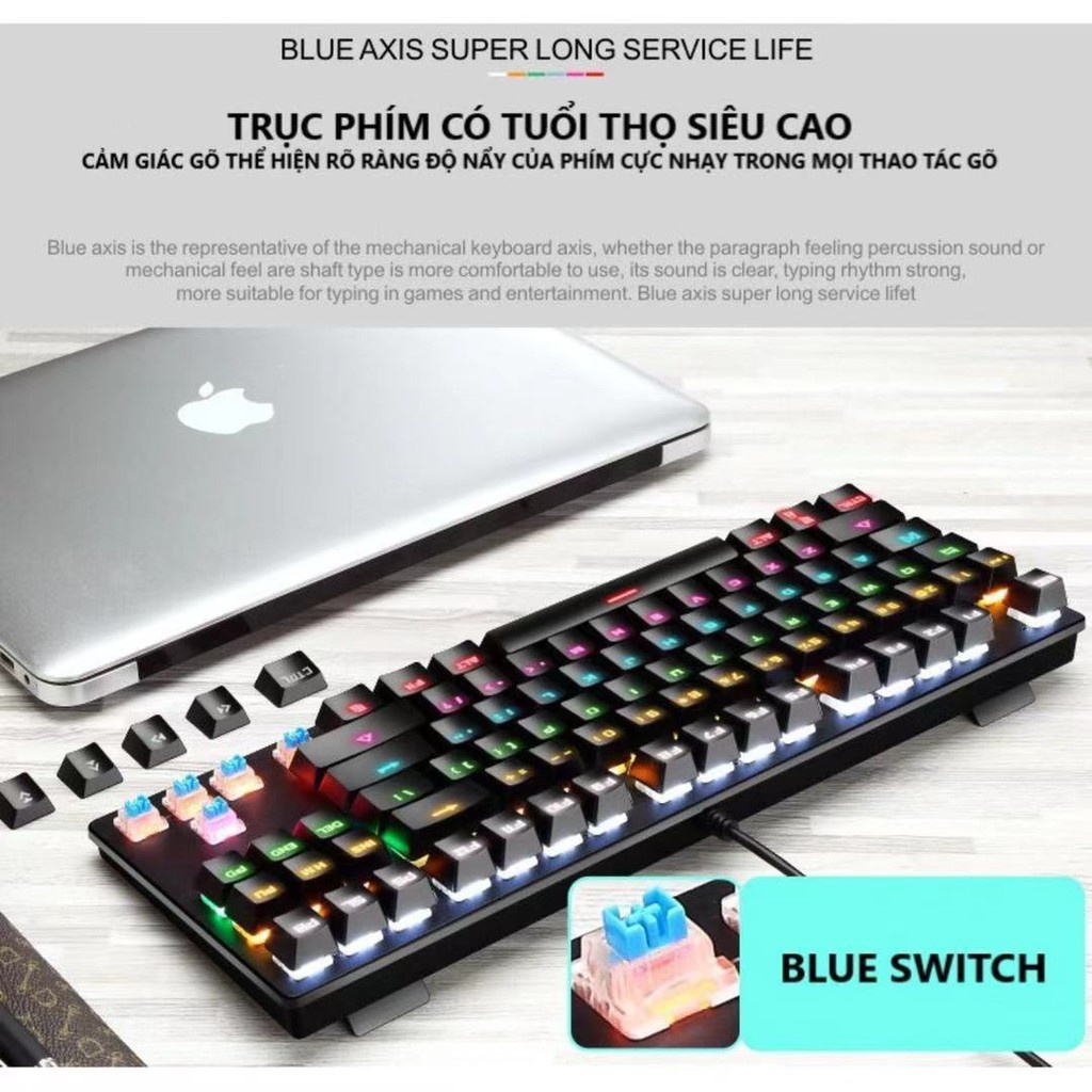BÀN PHÍM CƠ MÁY TÍNH K550 PRO LED RGB 10 CHẾ ĐỘ TỰ ĐỔI MÀU, BÀN PHÍM CHUYÊN GAME,PHÍM ÊM, ĐỘ NẢY CAO - AnPhuStore