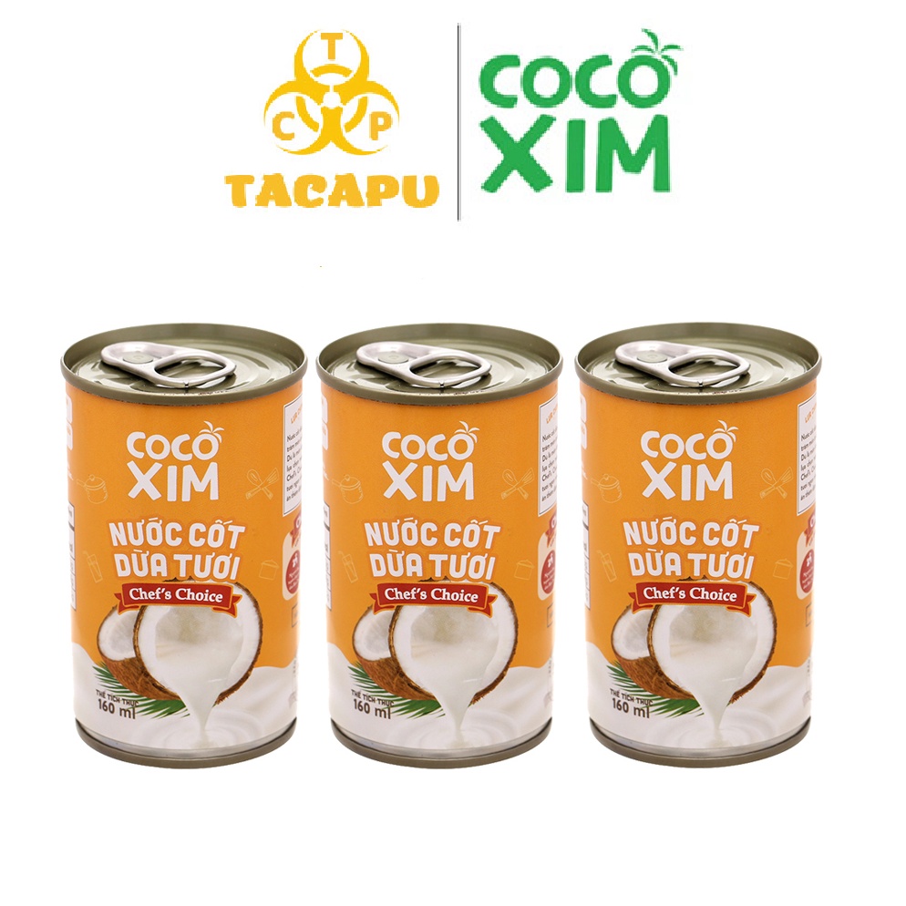 Combo 6 lon nước cốt dừa tươi nguyên chất 100% Chef's Choice  - Thương hiệu COCOXIM 160ml - TACAPU