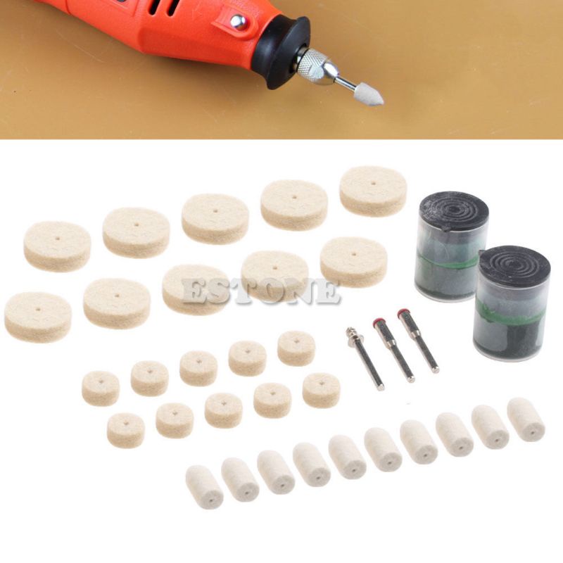 Bộ 35 Dụng Cụ Đánh Bóng Bằng Nỉ Mềm Mại Kích Thước 1 / 8 &quot;Cho Máy Xoay