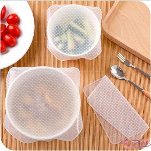 Set 3 miếng silicon bọc bảo quản thực phẩm có thể tái sử dụng tiện lợi