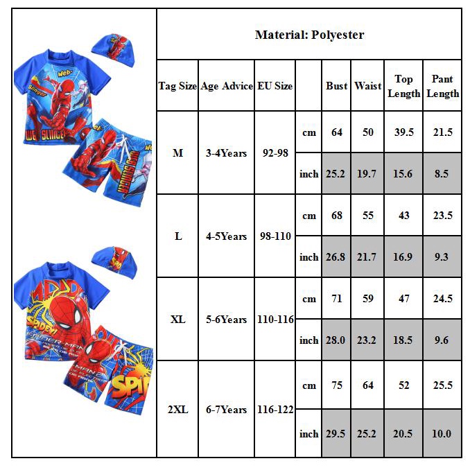 Bộ đồ bơi cho bé trai Bộ đồ bơi 20 năm mới Người nhện Captain America Siêu nhân Anime Đồ bơi cho trẻ em 3pcs