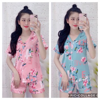 Bộ ngủ lụa satin đùi cao cấp có size từ 40-75kg