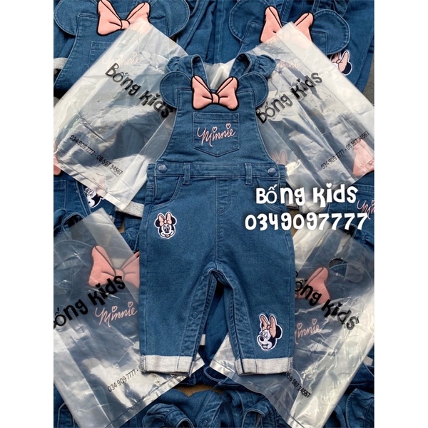 Quần Yếm Dài Bé Gái Minnie Denim PR