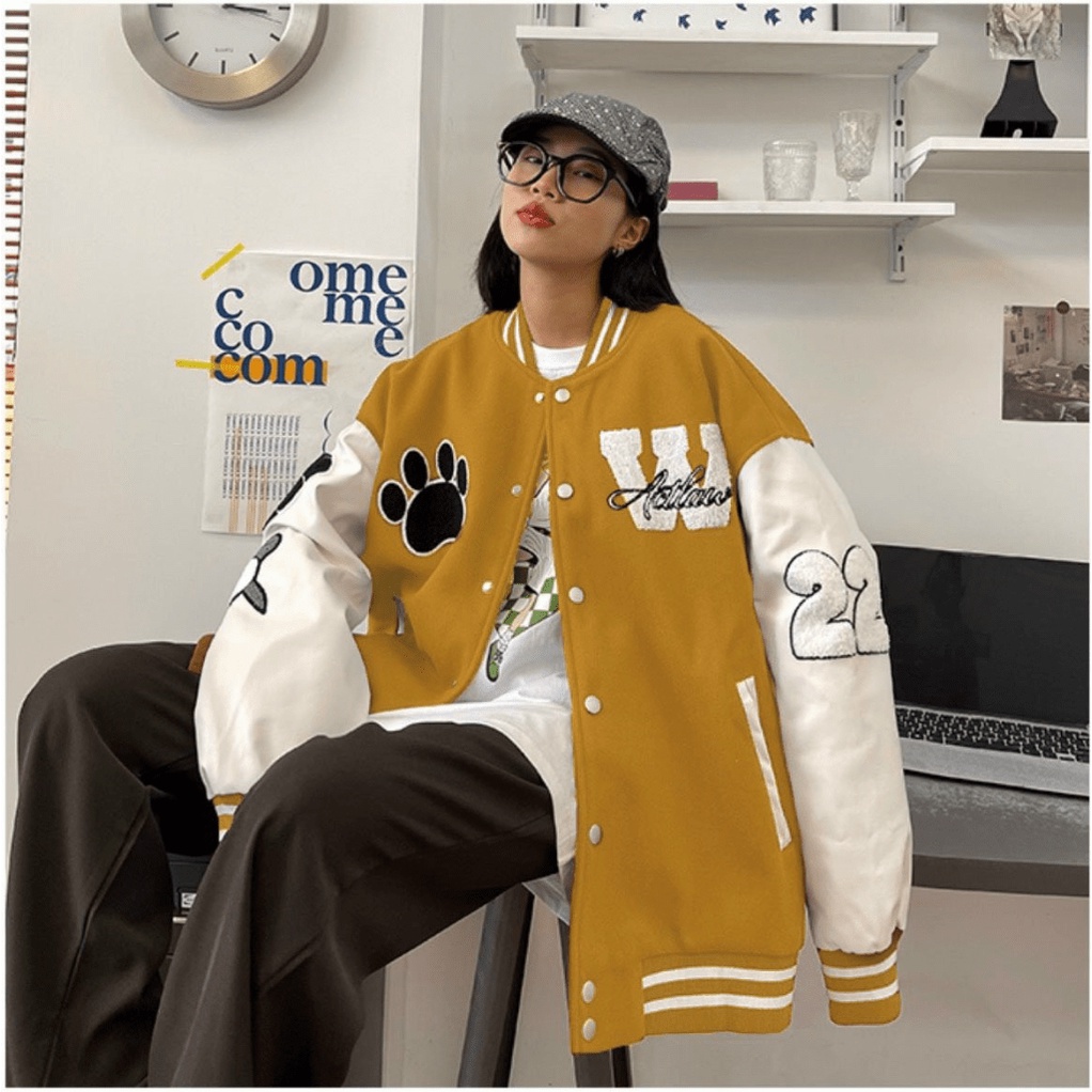 Áo Khoác Bomber Nữ Form Rộng Logo In W Chất Nỉ Mềm Dày Mịn Mặc Đẹp Che Nắng Cực Tốt Thời Trang Mới NEW UNISEX