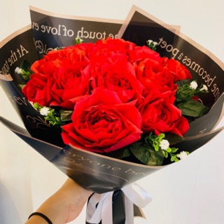 Bó hoa hồng giấy nhún