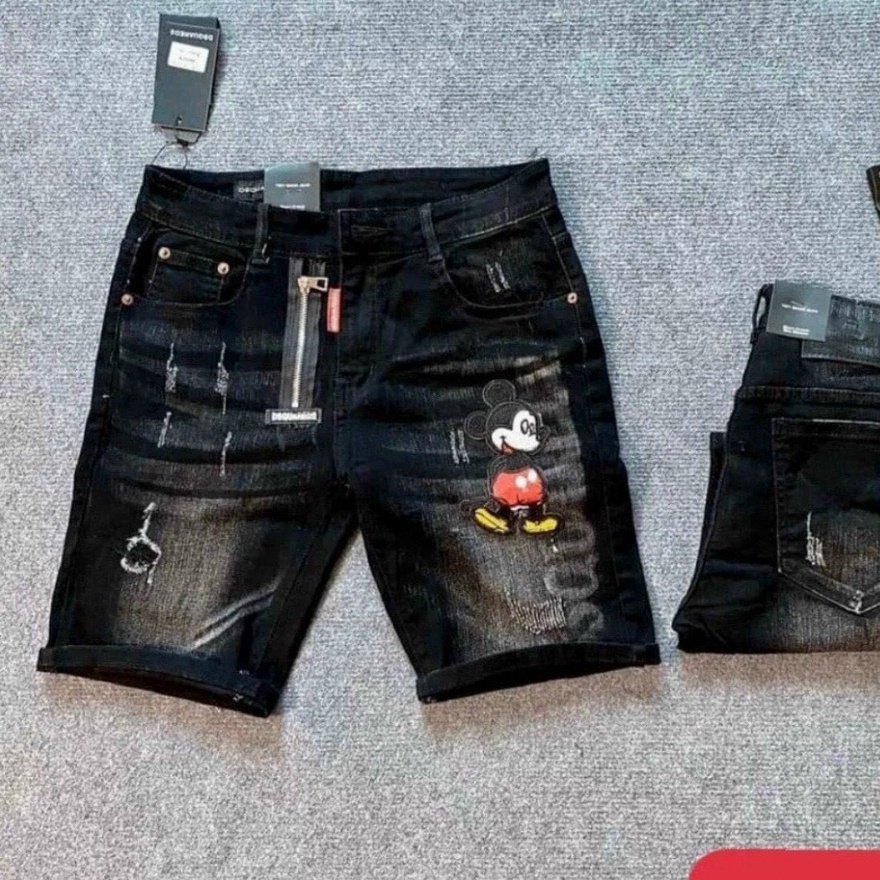 quần short bò kaki jean nam đen rách thêu logo khóa kéo lệch đẹp nhiều mẫu mới nhất 2022 giá tốt
