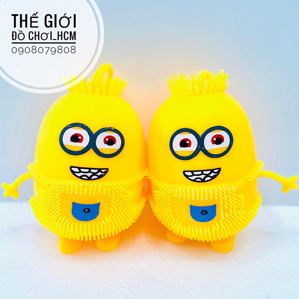 [RẺ- VUI NHỘN] Đồ chơi bóp bong bóng đàn hồi hình Minion có đèn sáng, bóp tay bằng silicon giảm căng thẳng .