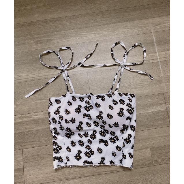Áo Croptop 2 Dây Hoa Cúc Buộc Nơ Nữ Màu Trắng Đen Xanh Hồng DRACR29 Mys hitshop | BigBuy360 - bigbuy360.vn