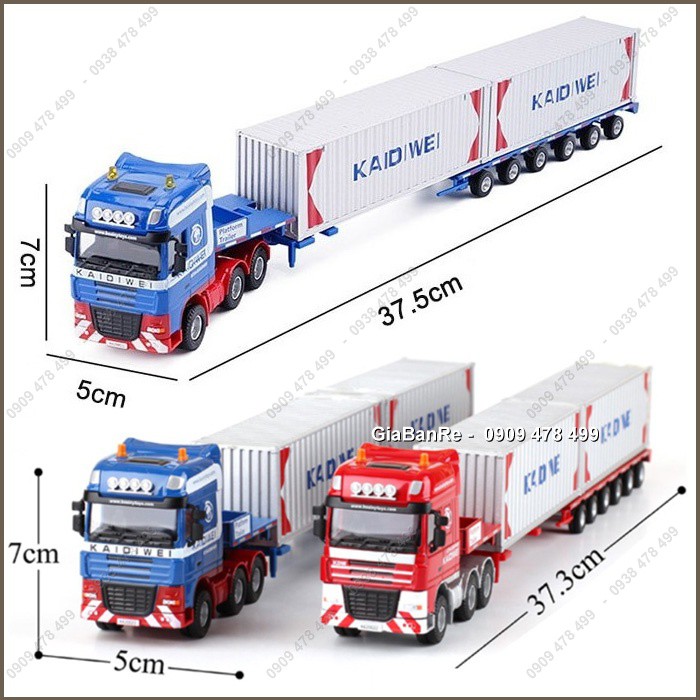 Mô Hình Kim Loại Xe Tải Hạng Nặng Chở 2 Container 40 Feet Tỉ Lệ 1:50 - Kdw - 9917