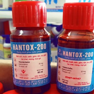 Hantox 200 diệt ruồi, muỗi, kiến, gián, rận, ve, ghẻ, bọ chét, mòng, mạt gà