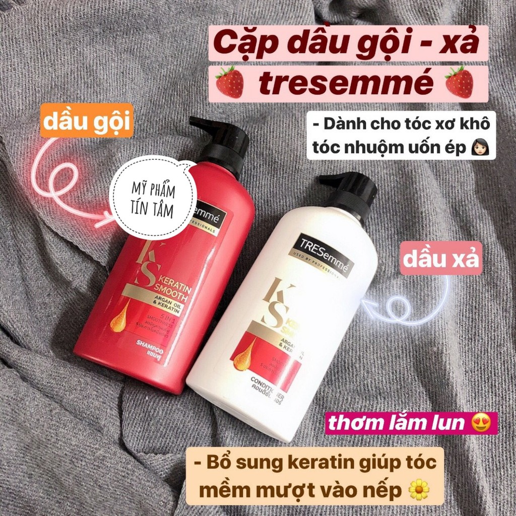 [Hàng Thái] Cặp dầu gội xả Tresemme màu Đỏ Thái Lan 480ml - Giảm gãy rụng, Dưỡng tóc bóng mượt