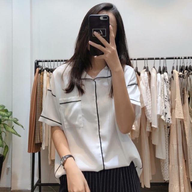 Sơ mi oversize pijama chạy chỉ viền cực lạ luôn ạ 😍😍😍