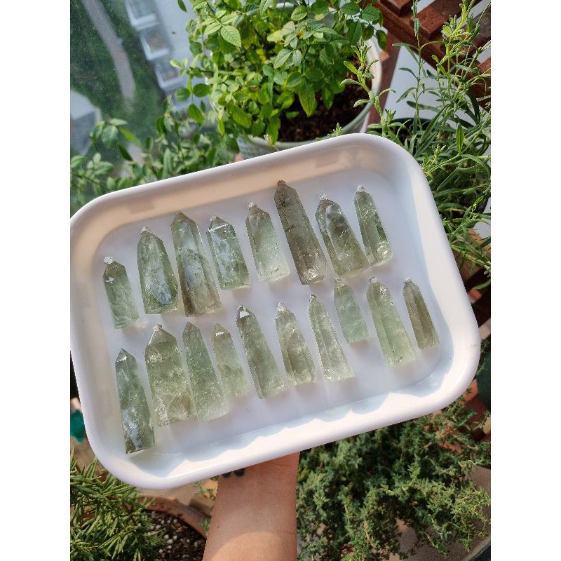 Trụ đá TA xanh (còn gọi là TA tím xanh) Prasiolite, kết nối trái tim, thanh tẩy Tarot, Reiki, Thiền Định