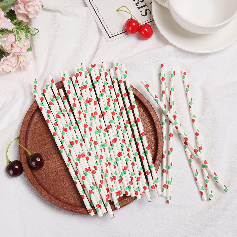 Set 25 Ống Hút Giấy Họa Tiết Chúc Mừng Năm Mới Trang Trí Tiệc Giáng Sinh