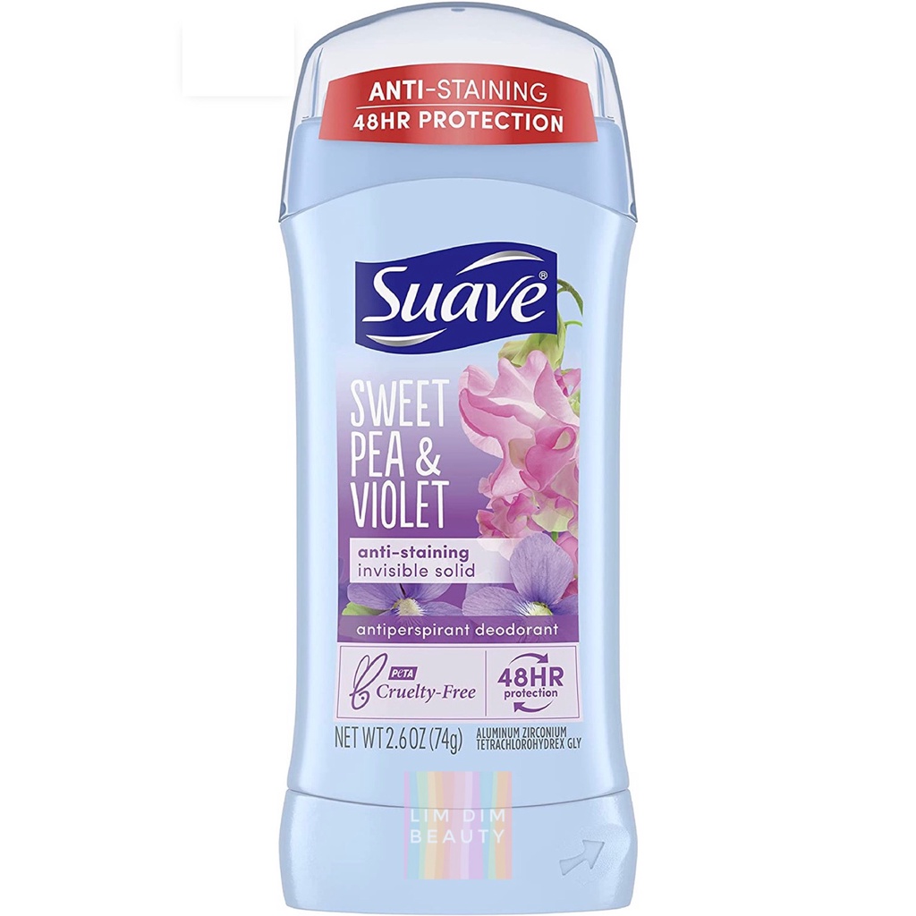 [USA] Lăn sáp khử mùi nữ Suave 24 Hour Protection 74g Powder, Sweet Pea &amp; Violet, Everlasting Sunshine
