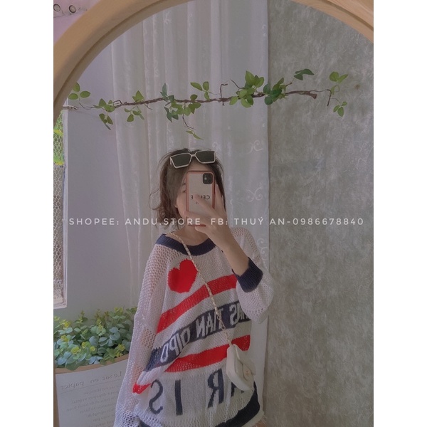 Áo len lưới trắng mỏng nhẹ mềm form rộng ⚡️ANDUSTORE⚡️