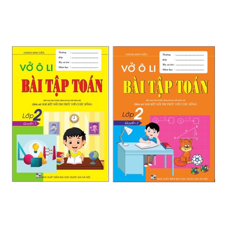 Sách - (Combo 2 tập) Vở Ô Li Bài Tập Toán Lớp 2 - Bám Sát SGK Kết Nối Tri Thức Với Cuộc Sống