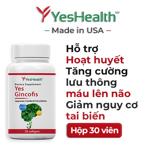 Viên uống bổ não Yeshealth Yes Gincofis hỗ trợ hoạt huyết dưỡng não giúp tăng cường trí nhớ giảm đau đầu chóng mặt
