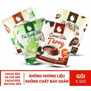 4 loại thức uống bột hòa tan: cacao sữa 3in1, matcha sữa, cà phê sữa, cacao sữa dừa - Light coffee 50G/GÓI