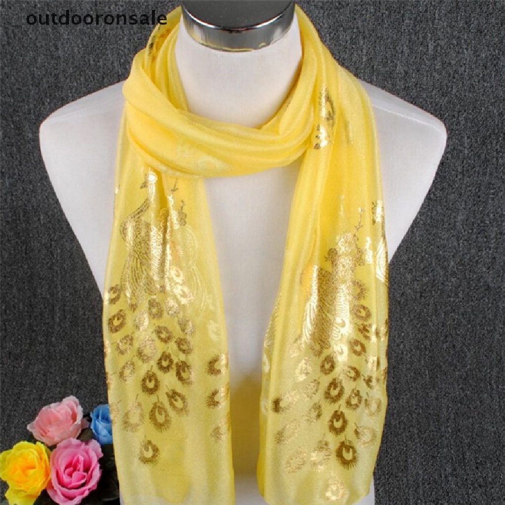 Khăn choàng cổ dài bằng lụa mềm mại in họa tiết chim công cho nữ
 | BigBuy360 - bigbuy360.vn