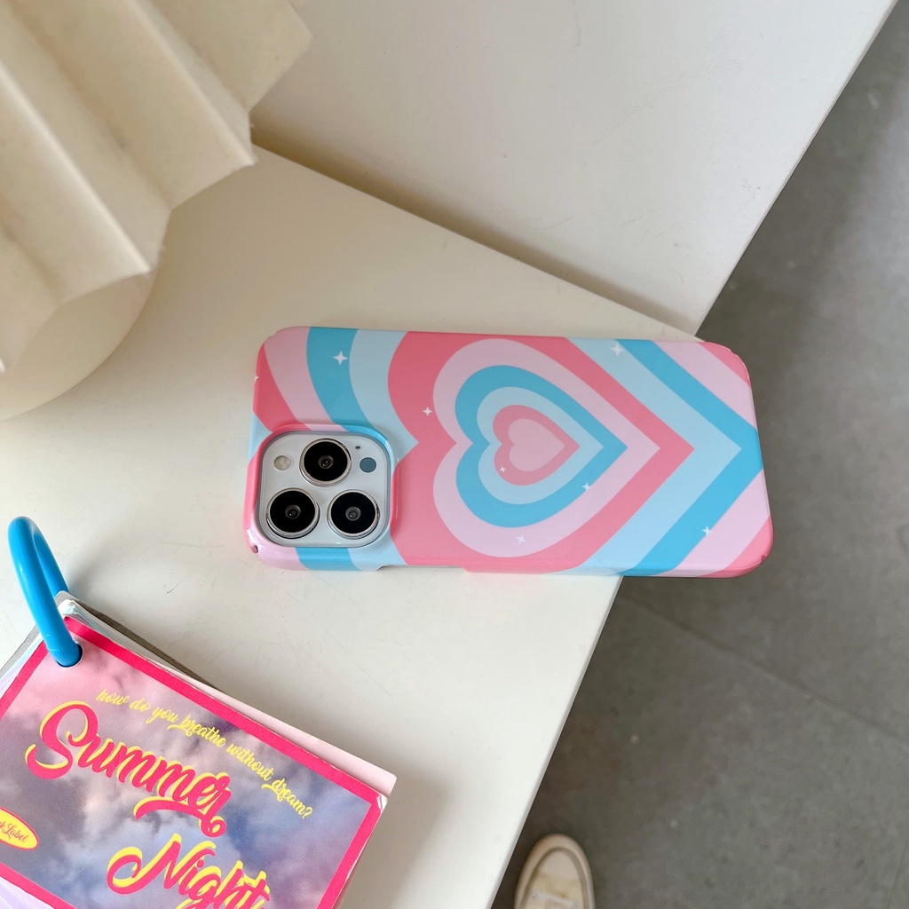 Ốp Điện Thoại Cứng Chống Sốc Họa Tiết Trái Tim Cho iPhone 14 / 13 / 12 / 11 / X