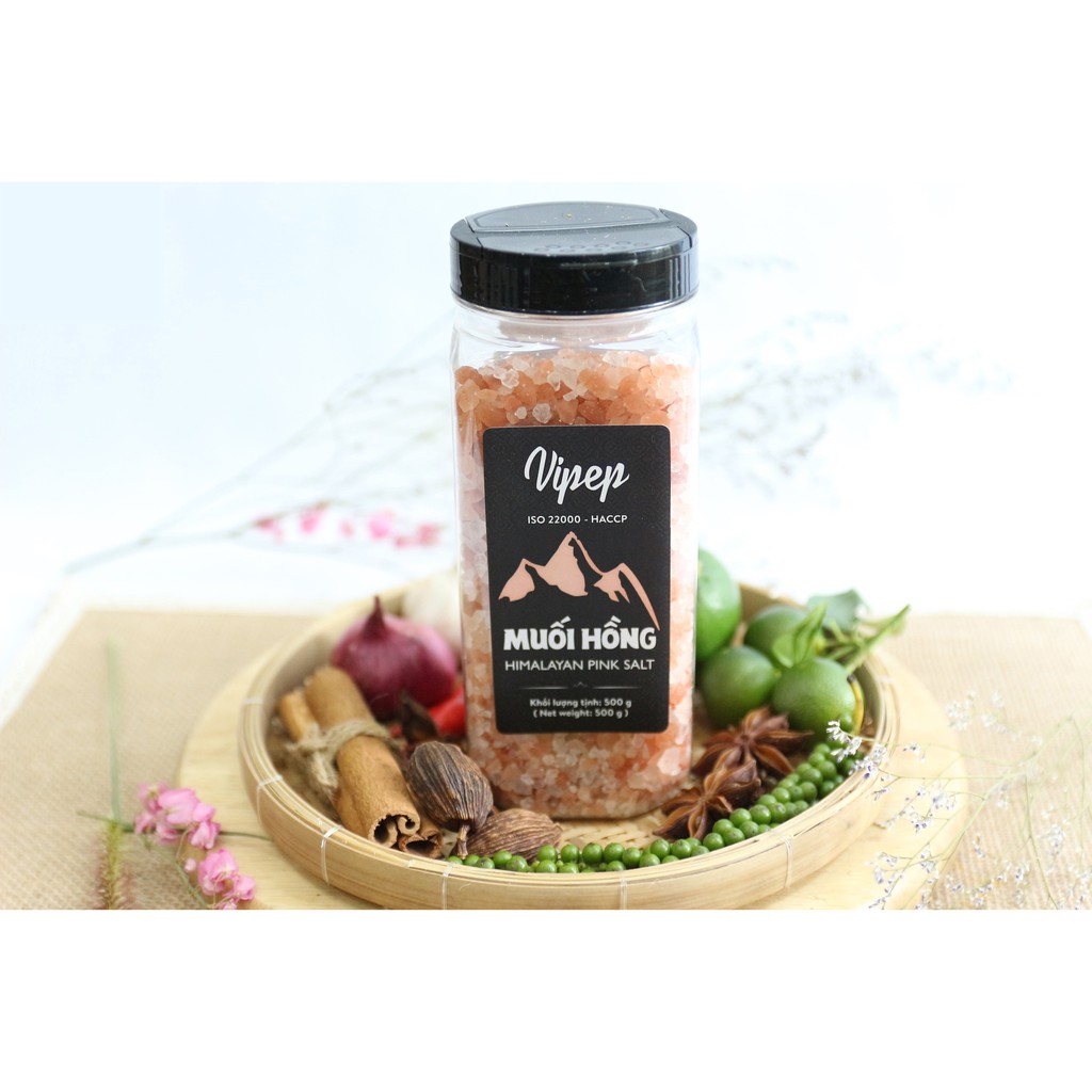 Muối hồng Himalaya Vipep chuyên dùng sơ chế món ăn, gia vị tẩm ướp (nguyên hạt - hạt xay nhuyễn - đủ size)