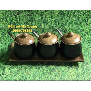 Bộ hũ đựng gia vị gốm sứ Bát Tràng cao cấp