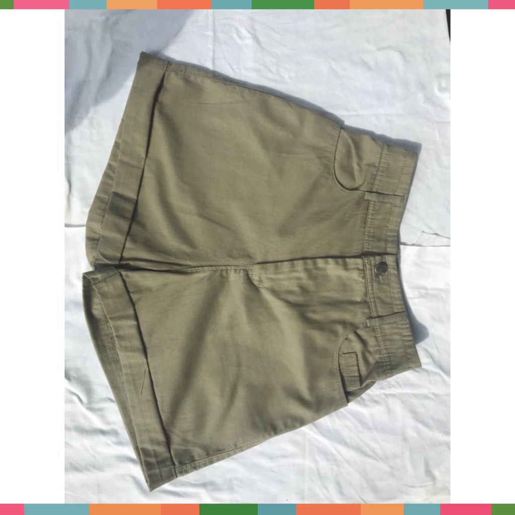 Quần Short Ống Rộng Lưng Cao Vải Kaki Cotton Thời Trang Năng Động Cá Tính Cho Nữ