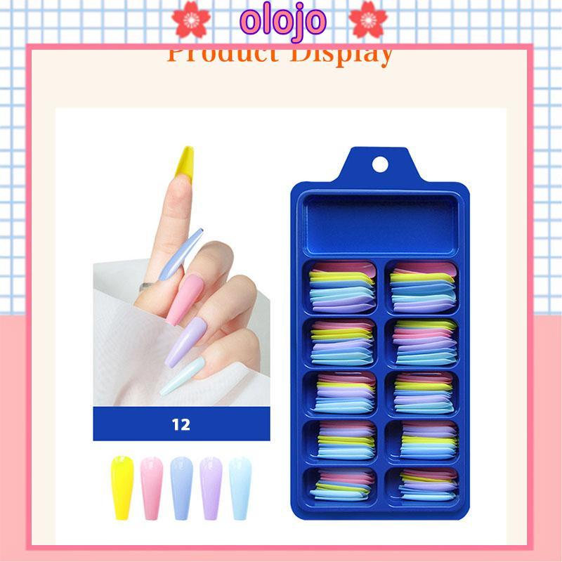 ⚜️Set 100 Móng Tay Giả Bằng Nhựa Acrylic Nhiều Màu Thiết Kế Bao Phủ Toàn Diện Độc Đáo