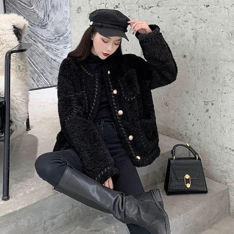 Áo dạ Tweed khuy đồng siêu sang