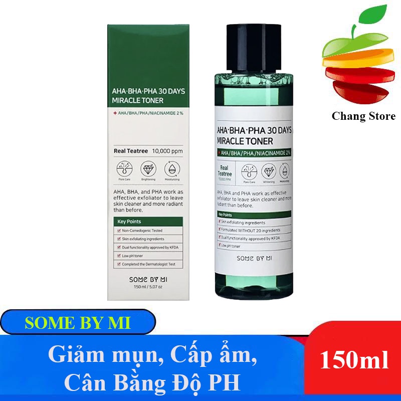 [CHÍNH HÃNG] Nước Hoa Hồng Giảm Mụn Some By Mi AHA-BHA-PHA 30 Days Miracle Toner 150ml