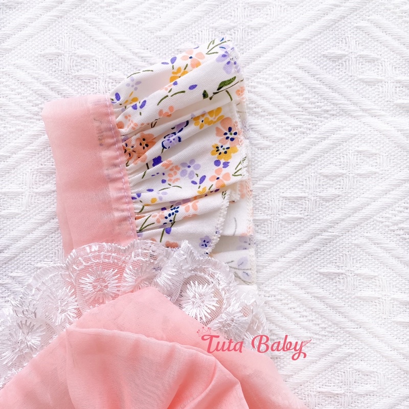 Body Cho Bé Chất Thô Lụa Phối Tơ Nến Hồng FREESHIP  Body Bé Gái Thiết Kế