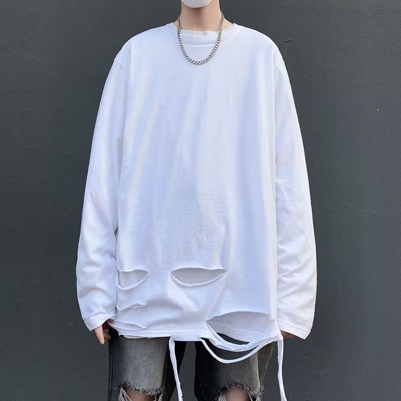 Áo Thun Tay Dài Cổ Tròn Dáng Rộng Phong Cách Hàn Quốc Thời Trang Mùa Thu Cho Nam Size M-3XL