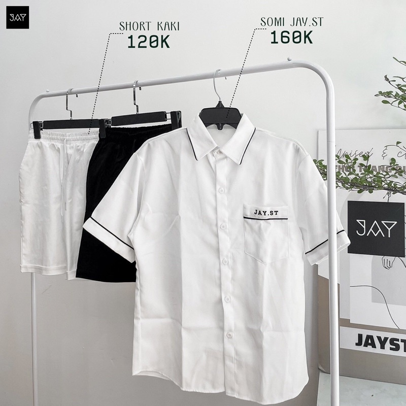 Sơmi tay lỡ JAYST màu Đen/Trắng/Mint logo thêu  Nam nữ unisex  Áo Sơ Mi form rộng style Ulzzang/ JayStoree2